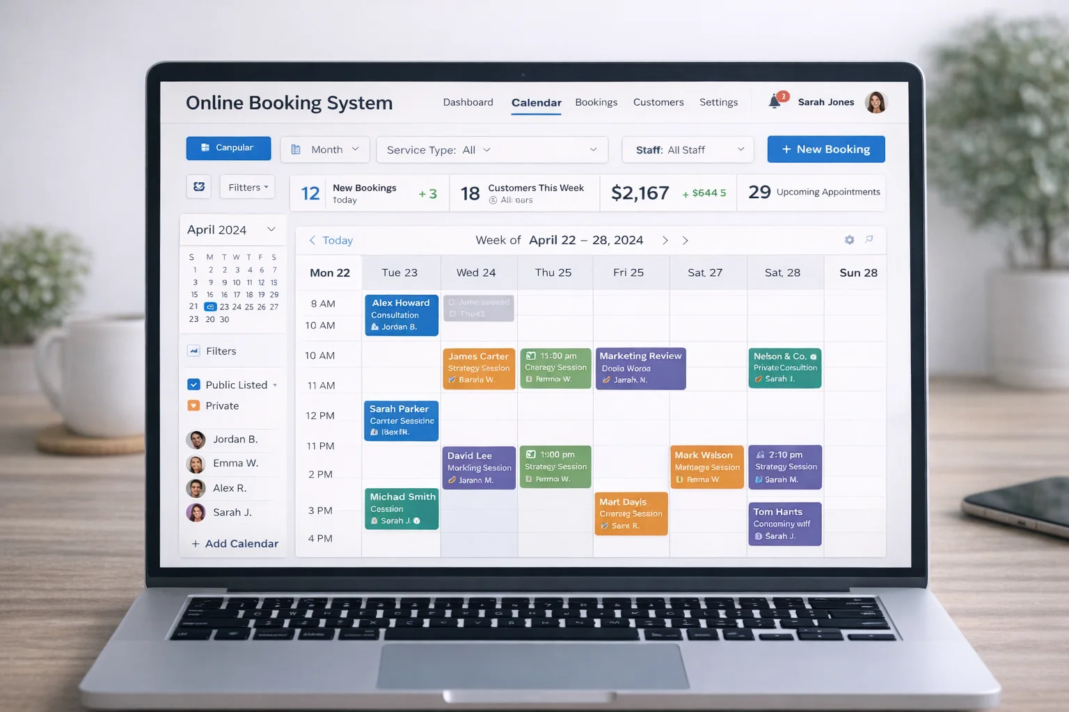 Online booking system visual