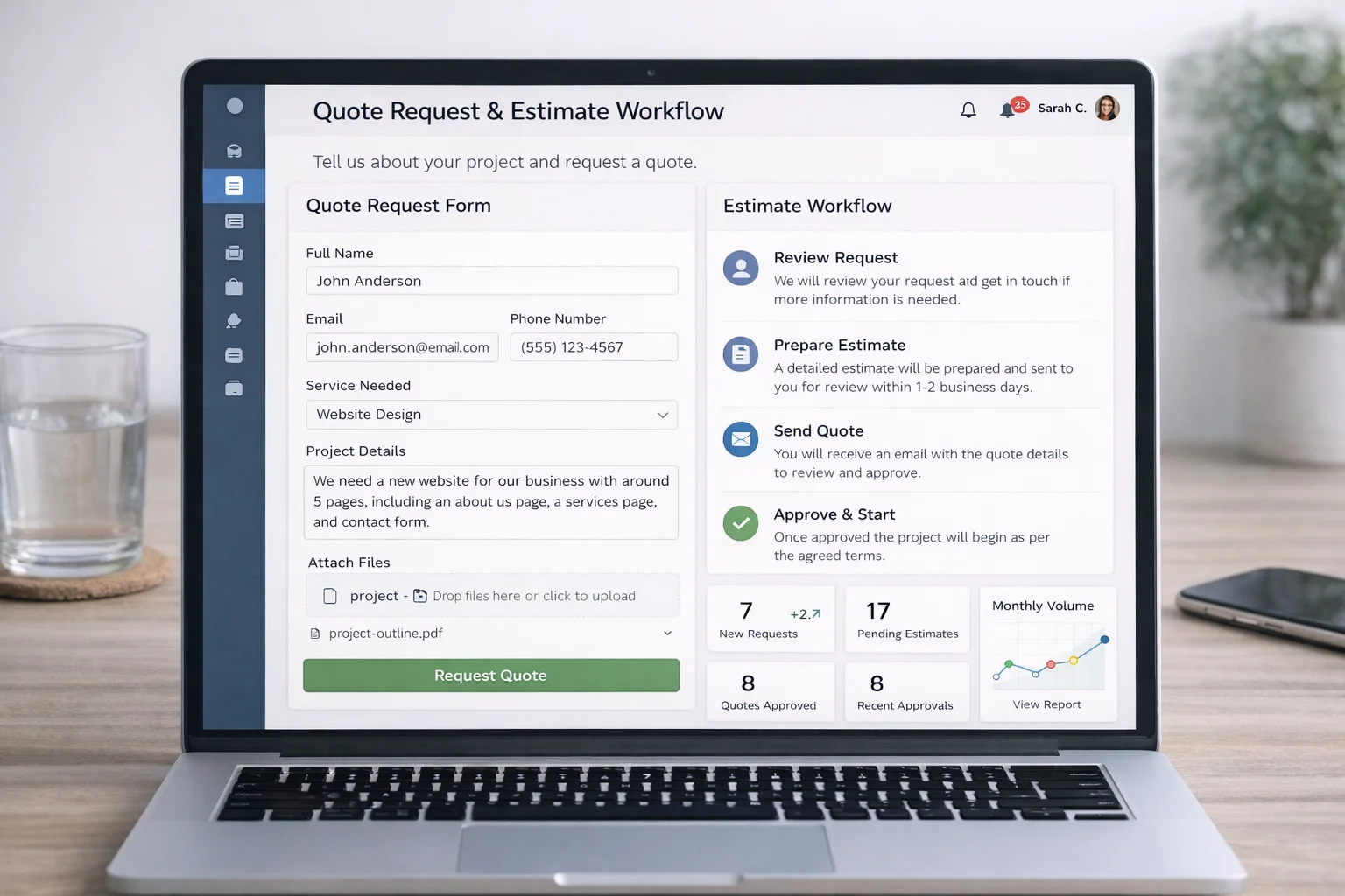 Quote management system visual